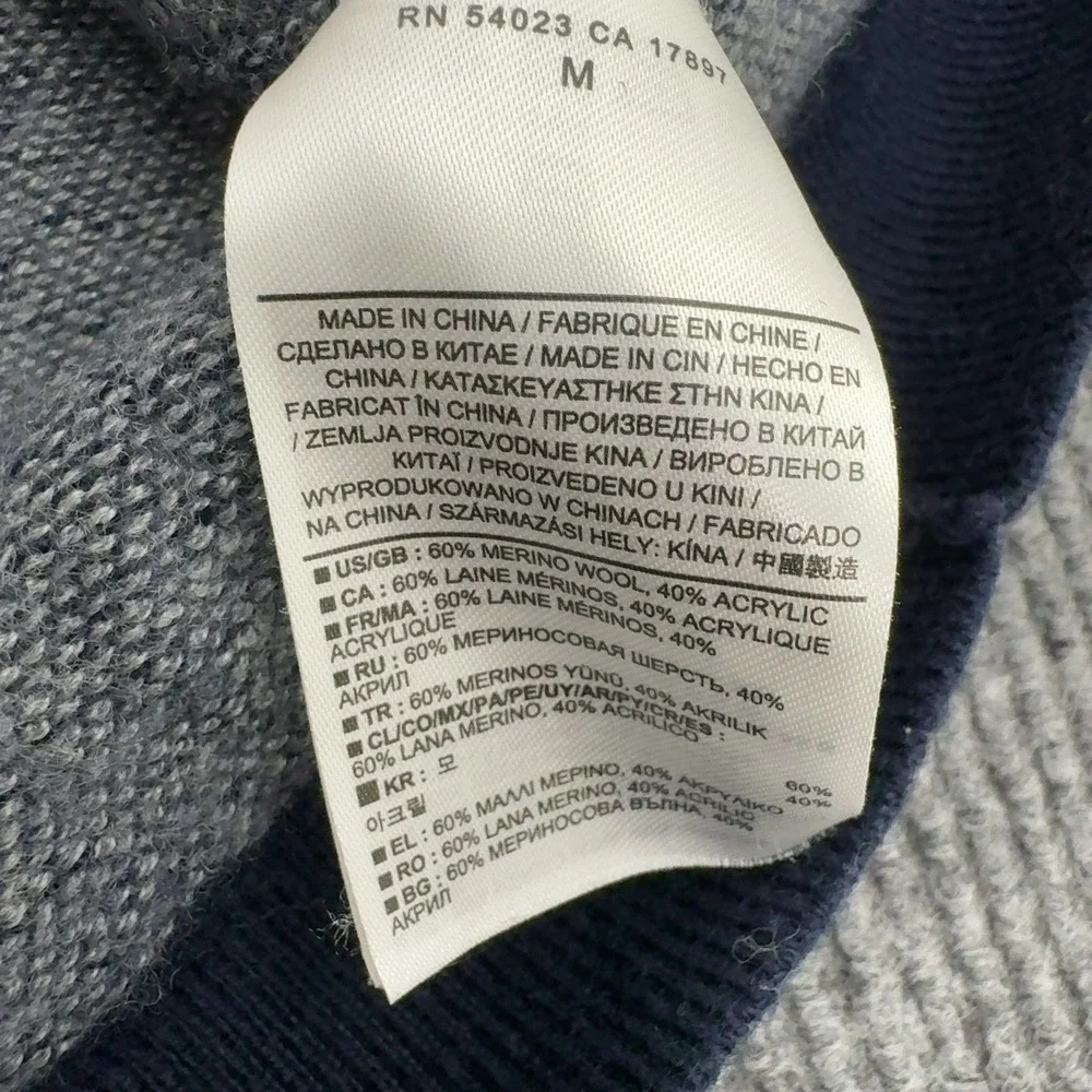 Banana Republic Sweater Mens M Gray Merino Wool Shawl Collar Knit Classic Style